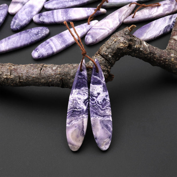 Natural Purple Opal Earring Pair Matched Teardrop Gemstone Beads A8