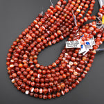 AAA Natural Banded Orange Red Agate 6mm 8mm Round Beads 15.5" Strand