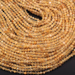 AA Grade Natural Golden Rutile Quartz 2mm 3mm 4mm 5mm Faceted Round Beads Sharp Golden Rutile Needle Gemstone 15.5" Strand