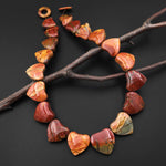 Carved Red Creek Jasper Heart Beads Top Side Drilled Earthy Red Green Yellow Aka Multi-color Picasso Jasper 20" Necklace