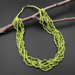 Natural Green Peridot Freeform Chip Nugget Beads Gemstone 20" Necklace