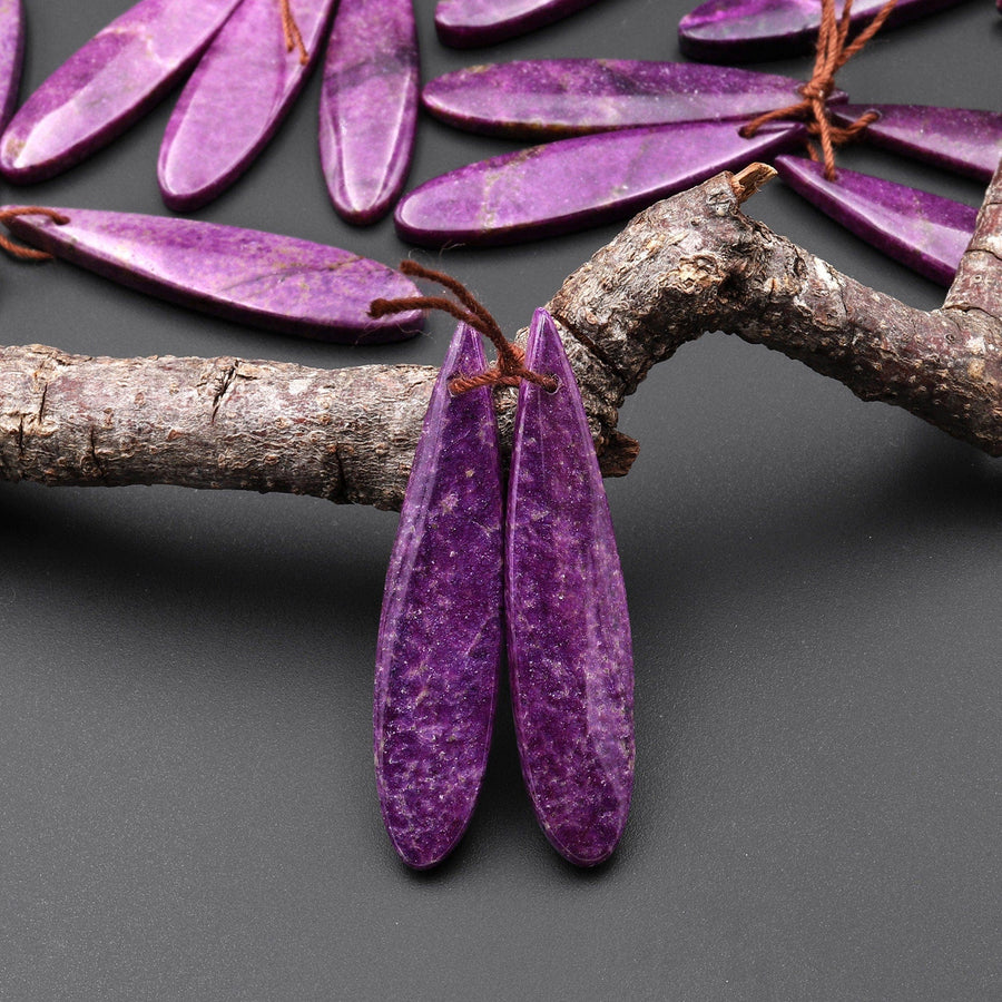 Natural Purple Atlantisite Stichtite Earring Pair Gemstone Drilled Teardrop Matched Gemstone Beads From Australia