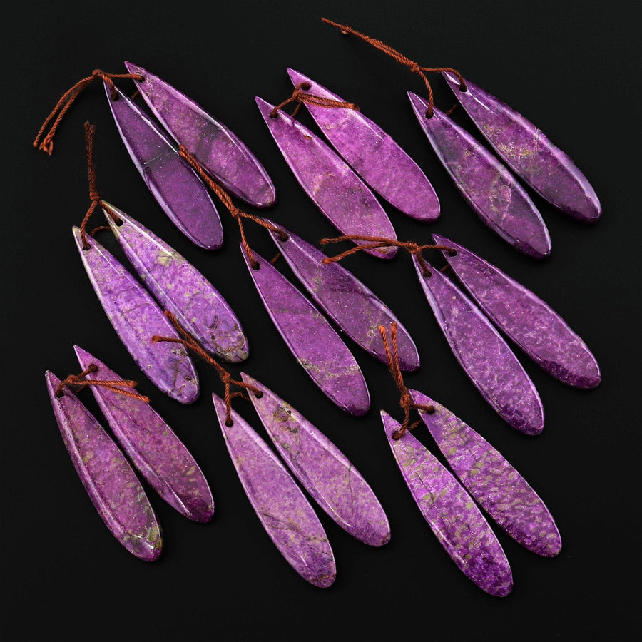 Natural Purple Atlantisite Stichtite Earring Pair Gemstone Drilled Teardrop Matched Gemstone Beads From Australia