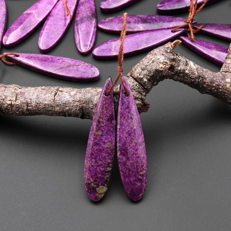 Natural Purple Atlantisite Stichtite Earring Pair Gemstone Drilled Teardrop Matched Gemstone Beads From Australia