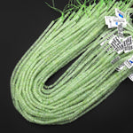 AAA Faceted Natural Green Prehnite Thin Rondelle Beads 4mm Translucent Gemstone 15.5" Strand