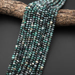 Rare Natural Iron Pyrite in Green Jade Faceted 6mm Rondelle Beads 15.5" Strand