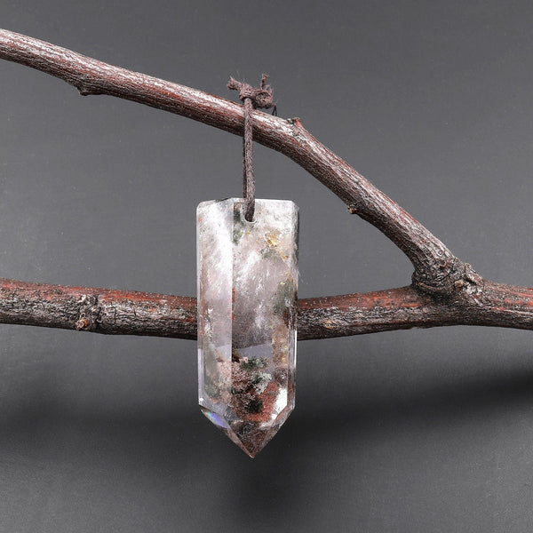 Natural Phantom Lodalite Quartz Pendant Point Gemstone Crystal A2
