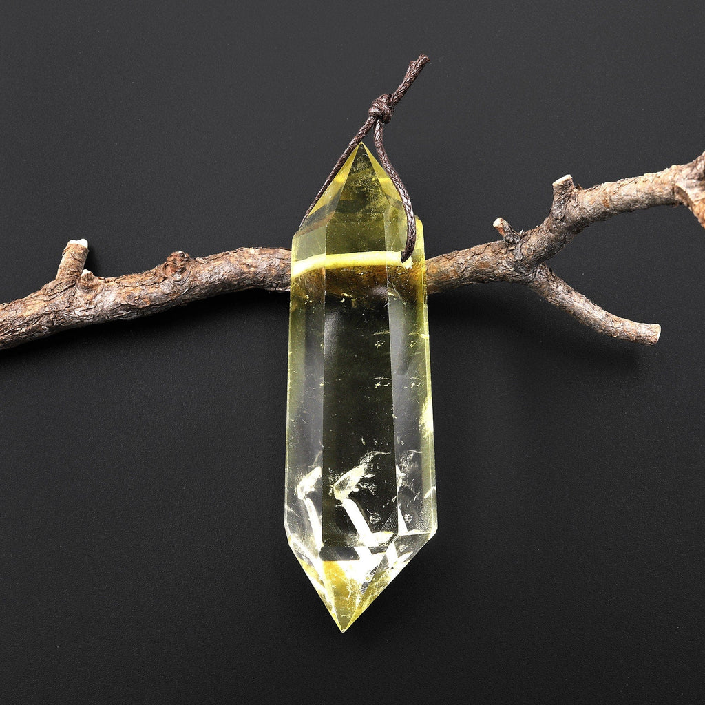AAA Natural Golden Topaz Pendant Side Drilled Double Terminated Crystal Point Tower Pendulum Gemstone A5