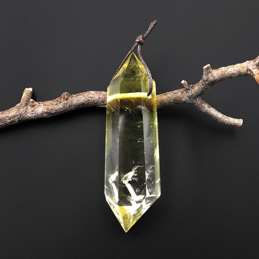 AAA Natural Golden Topaz Pendant Side Drilled Double Terminated Crystal Point Tower Pendulum Gemstone A5