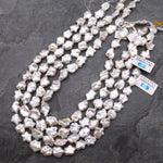 White Keishi Petal Pearl Genuine Natural Freshwater Pearl 15.5" Strand