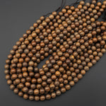 Natural Gold Phoebe Ebony Wood Beads 10mm Great For Mala Prayer Meditation Therapy 15.5" Strand