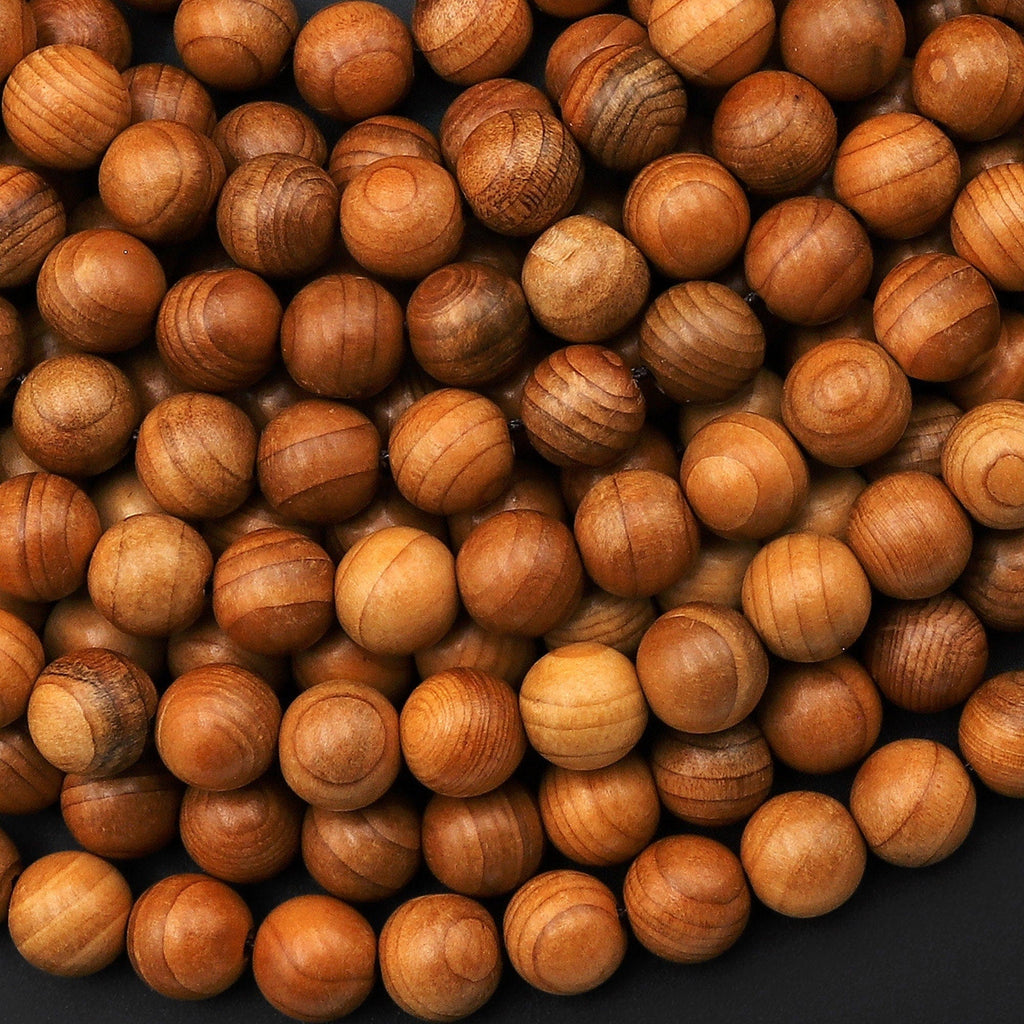 Natural Phoebe Wood Beads 8mm 10mm Great For Mala Prayer Meditation Therapy 15.5" Strand