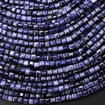 AAA Natural Blue Sapphire Faceted Gemstone Cube Beads 2mm 3mm 15.5" Strand