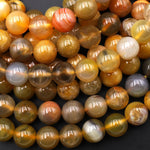 Natural Yellow Brown Botswana Agate 8mm Round Beads 15.5" Strand