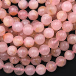 Natural Pink Madagascar Rose Quartz 10mm 12mm Round Beads 15.5" Strand