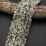 Faceted Multicolor Gemstone Round Beads 2mm 3mm Green Rutile Quartz Laser Diamond Cut Gemstone 15.5" Strand