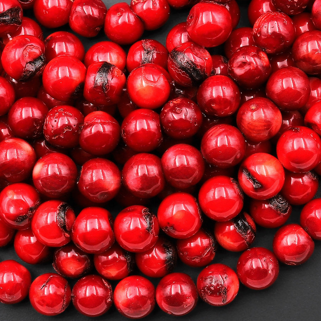 Genuine Red Bamboo Coral Smooth Off Round Beads 4mm 5mm 6mm 7mm 8mm 10mm 11mm 12mm 16mm 18mm 20mm 15.5" Strand