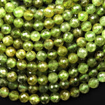 AAA Faceted 6mm Natural Green Garnet Round Beads Extra Translucent 15.5" Strand