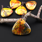 Rare AAA Natural Golden Yellow Red Blue Pietersite Triangle Teardrop Pendant Gemstone From South Africa