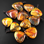 Rare AAA Natural Golden Yellow Red Blue Pietersite Triangle Teardrop Pendant Gemstone From South Africa