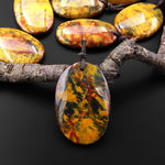 Rare AAA Natural Golden Yellow Red Blue Pietersite Oval Pendant Gemstone From South Africa