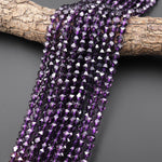 Star Cut Amethyst Beads Faceted 6mm 8mm 10mm Rounded Nugget Sharp Facets 15" Strand