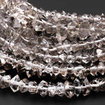 Rare AAA Super Clear Natural Smoky Herkimer Diamond Quartz Beads Double Terminated Quartz 16" Strand