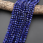 Star Cut Lapis Granite Beads Faceted 6mm 10mm Rounded Nugget Sharp Facets 15" Strand