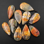 AAA Natural Red Creek Jasper Pendant Side Drilled Long Teardrop Pendant Aka Multicolor Picasso Jasper