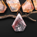 Faceted Natural Brazilian Quartz Faceted Elongated Pentagon Diamond Shape Pendant Side Drilled Pendulum