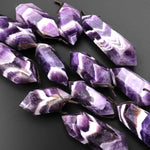 Natural Purple Chevron Amethyst Pendant Double Terminated Point Top Side Drilled Gemstone Crystal