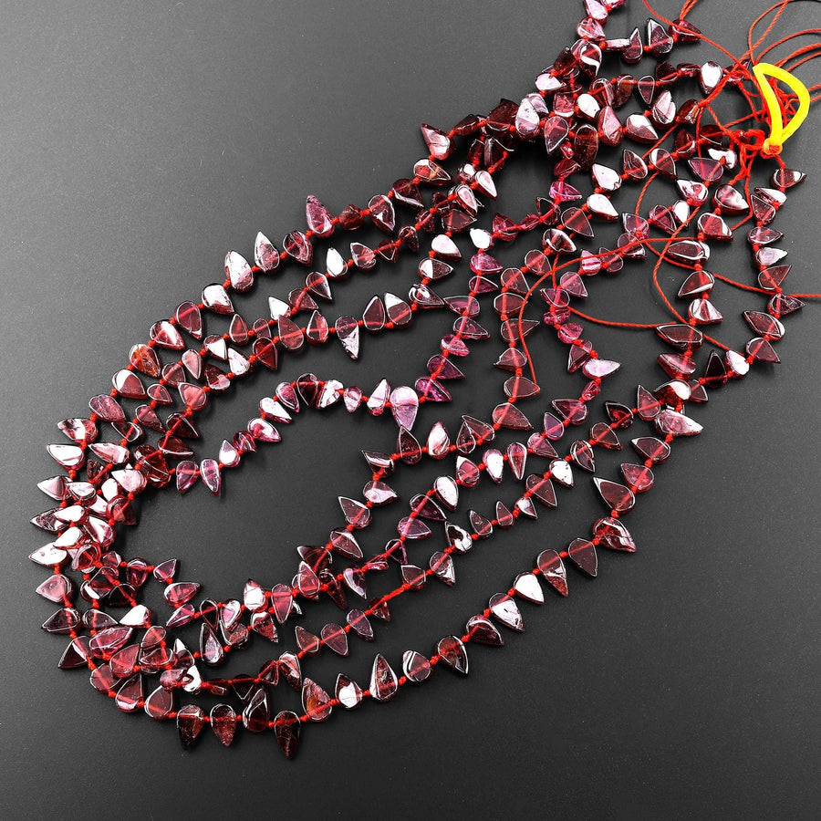 Natural Red Malaya Garnet Smooth Teardrop Side Drilled Beads Extra Translucent Gemstone 15.5" Strand