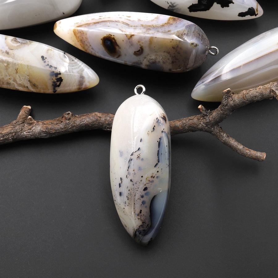 Natural Montana Agate Pendant Teardrop Crystal Pendulum