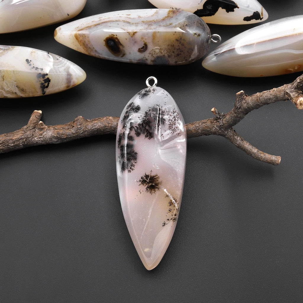 Natural Montana Agate Pendant Teardrop Crystal Pendulum