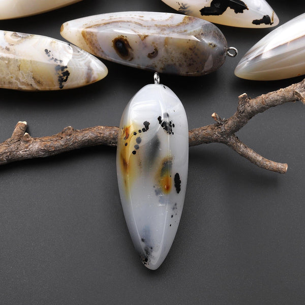 Natural Montana Agate Pendant Teardrop Crystal Pendulum A2