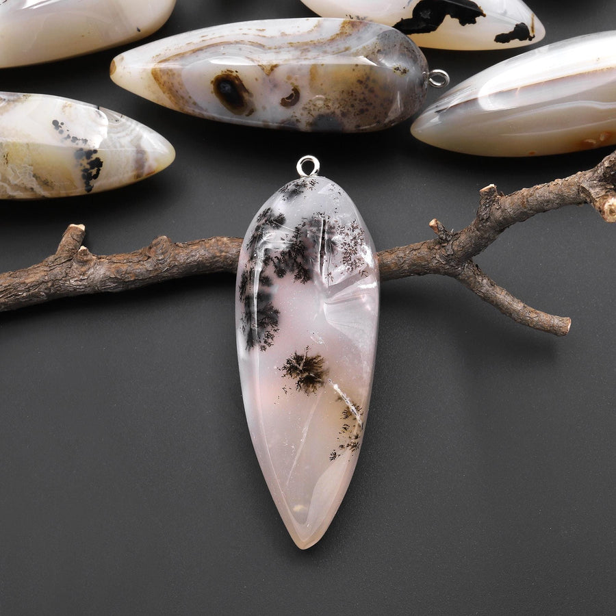 Natural Montana Agate Pendant Teardrop Crystal Pendulum A4