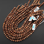 Tibetan Agate 8mm Round Beads Dzi Agate Brown Etched Line Matte Mala Antique Boho Style 15.5" Strand