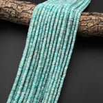 Natural Peruvian Amazonite 4mm Faceted Thin Rondelle Beads Aqua Blue Gemstone 15.5" Strand