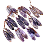 Natural African Petrified Purple Opal Earring Pair Matched Teardrop Gemstone Beads