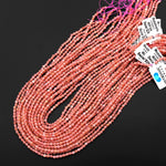 AAA Natural Rhodochrosite 2mm 3mm Faceted Round Beads Gemmy Translucent Gemstone 15.5" Strand