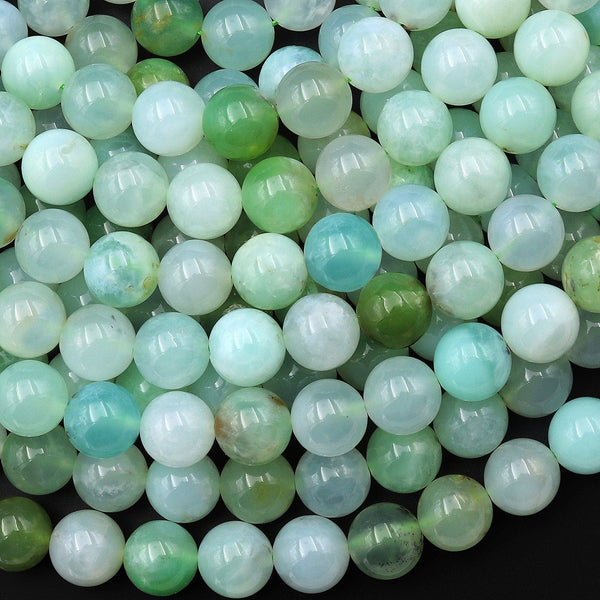 Natural Translucent Soft Green Chrysoprase Round Beads 8mm Gemstone 15.5" Strand