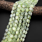 AAA Natural Green Serpentine Jade Smooth Oval Beads 12x10mm 15.5" Strand