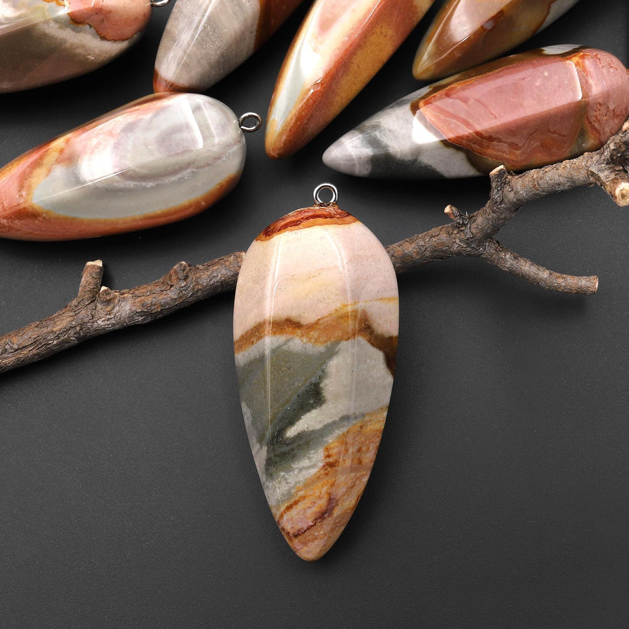 Natural Polychrome Jasper Aka Landscape Ocean Jasper Pendant Crystal Pendulum