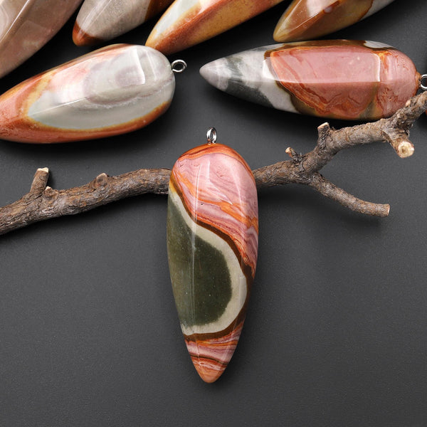 Natural Polychrome Jasper Aka Landscape Ocean Jasper Pendant Crystal Pendulum A1