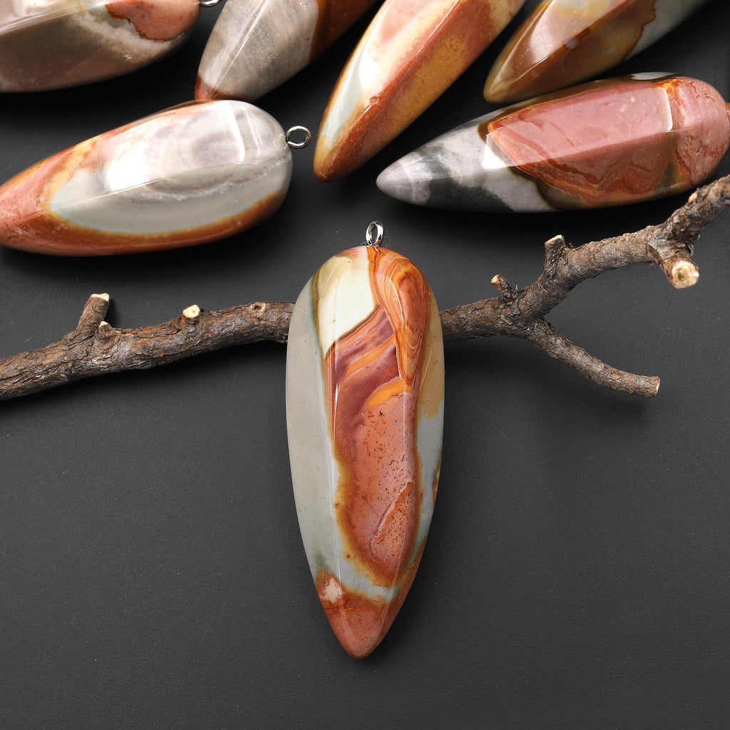 Natural Polychrome Jasper Aka Landscape Ocean Jasper Pendant Crystal Pendulum A6
