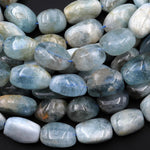 Natural Blue Aquamarine Freeform Rounded Nugget Gemstone Beads 15.5" Strand