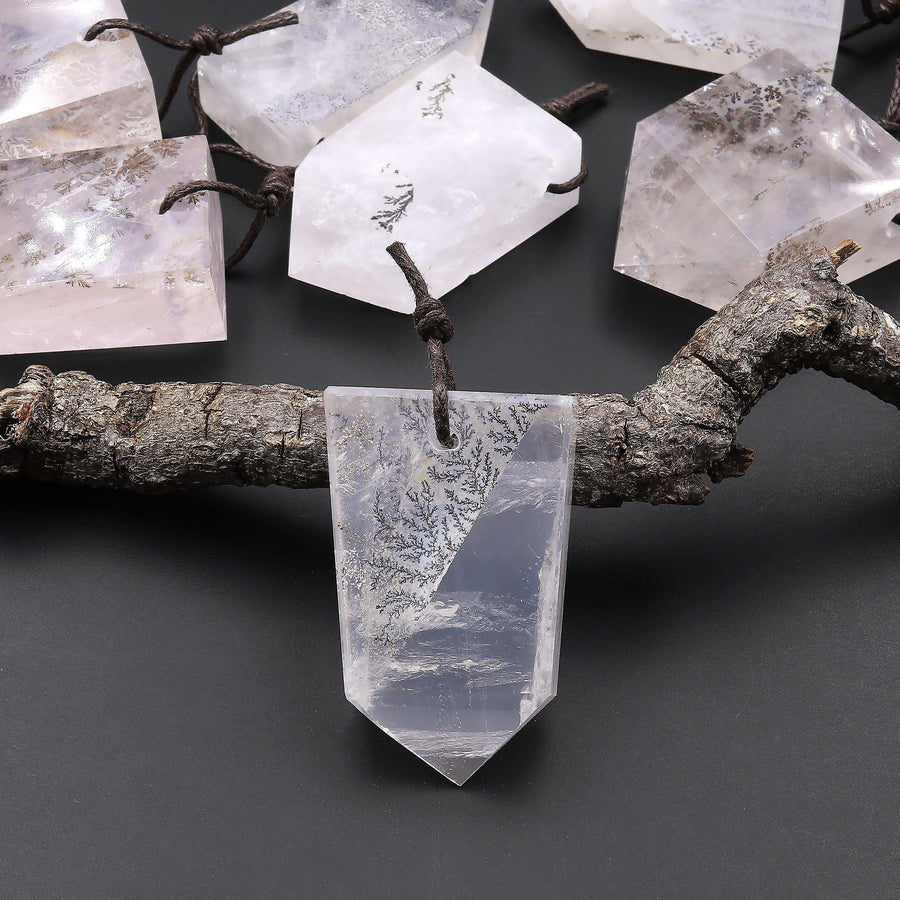 Natural Dendritic Quartz Pendant Point Gemstone Crystal