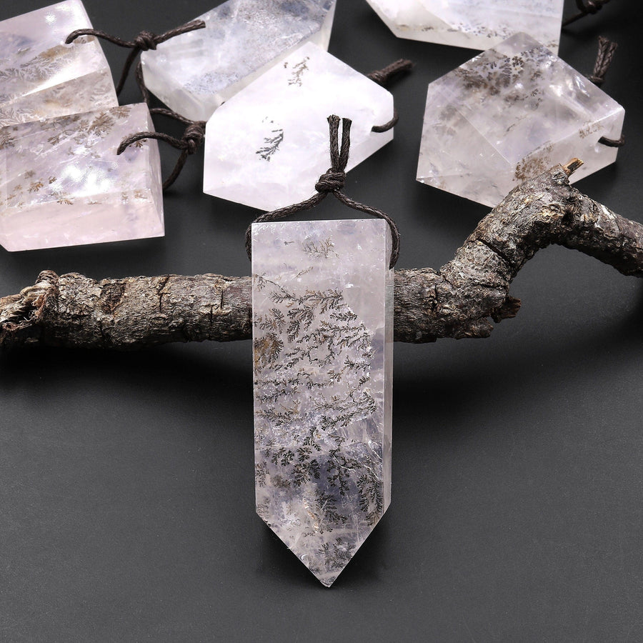 Natural Dendritic Quartz Pendant Point Gemstone Crystal