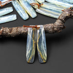 Natural Argentina Lemurian Aquatine Blue Calcite Curved Rectangle Earring Matched Translucent Light Blue Gemstone Bead Pair