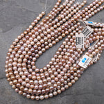Genuine Natural Golden Peach Pink Mauve Freshwater Pearl 8mm Round Shimmery Iridescent Classic Pearl 15.5" Strand